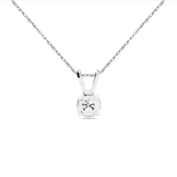 Brandon+Shea 1/2 Carat Real Diamond Necklace In 14K White Gold! Silver Chain - Picture 3 of 4